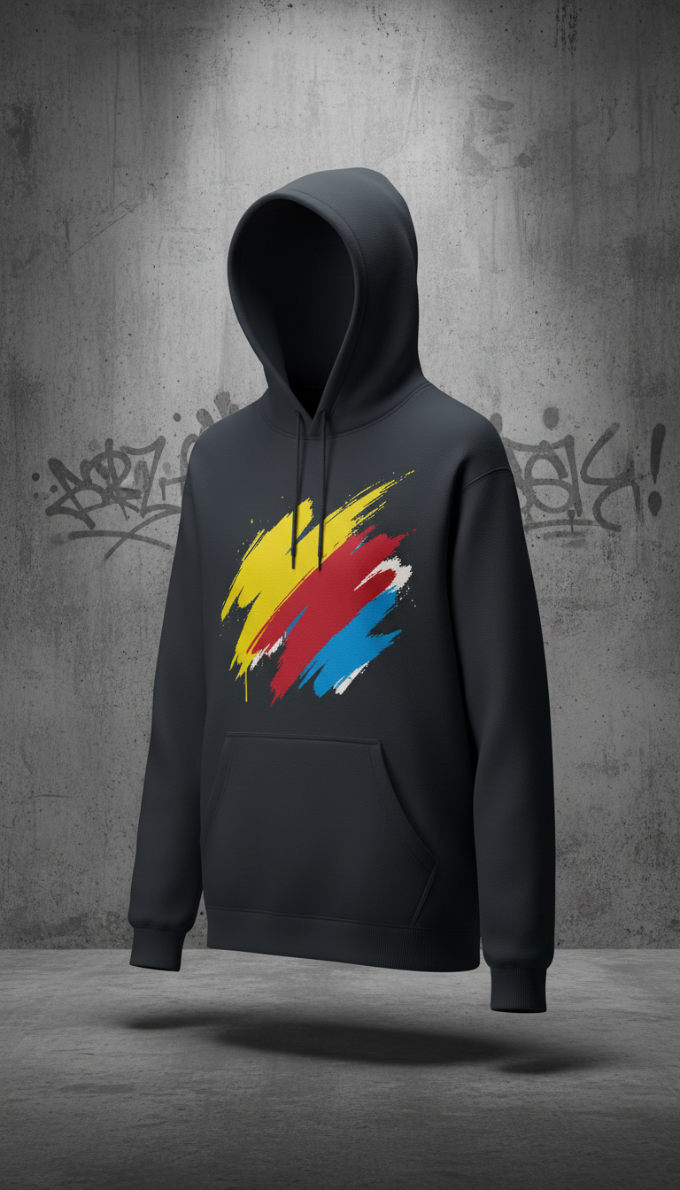 Spray Blue Logo Hoodie with Graffiti Motif
