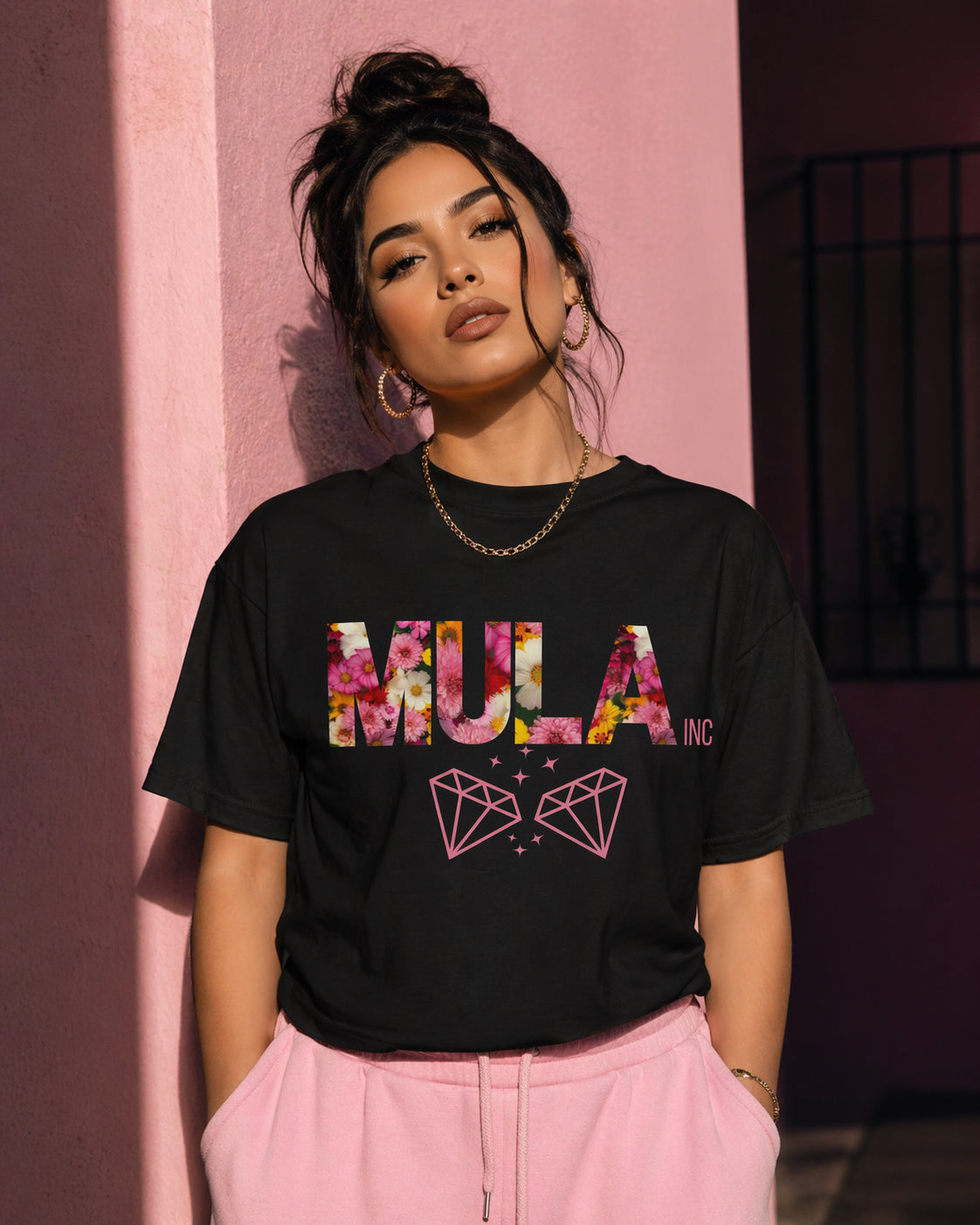 Mula INC Floral Logo T-Shirt