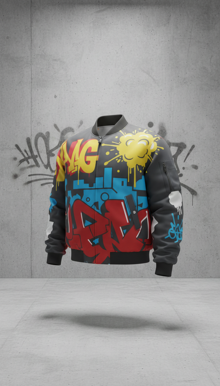 Graffiti Bomber Jacket with Urban Art